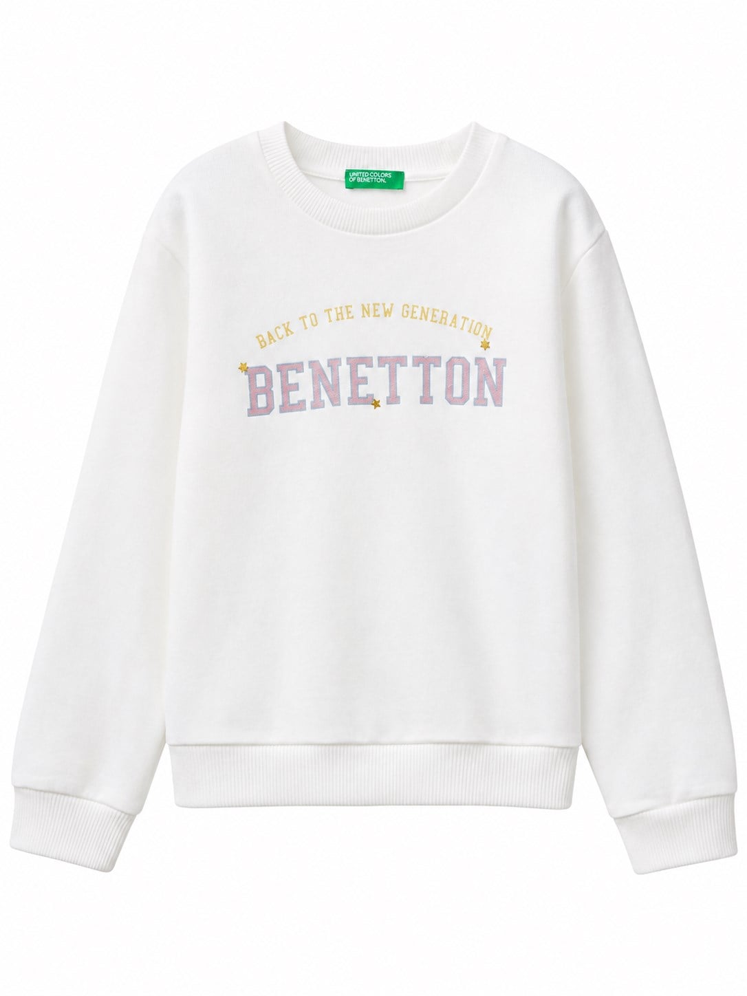 Benetton Kız Bebek Kalem Baskı Uzun Kollu Sweatshirt 1-6 Yaş BEYAZ