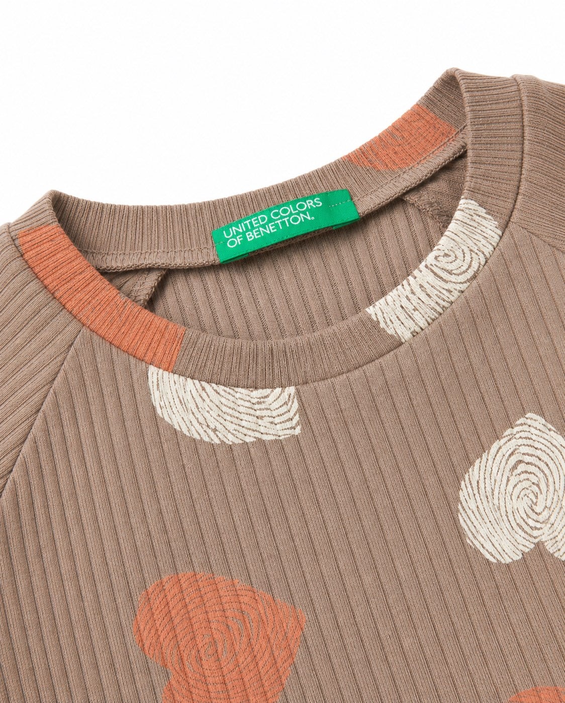 Benetton Kız Bebek Kalpli ve Fitilli Uzun Kollu  Elbise 0-6 Yaş EKRU