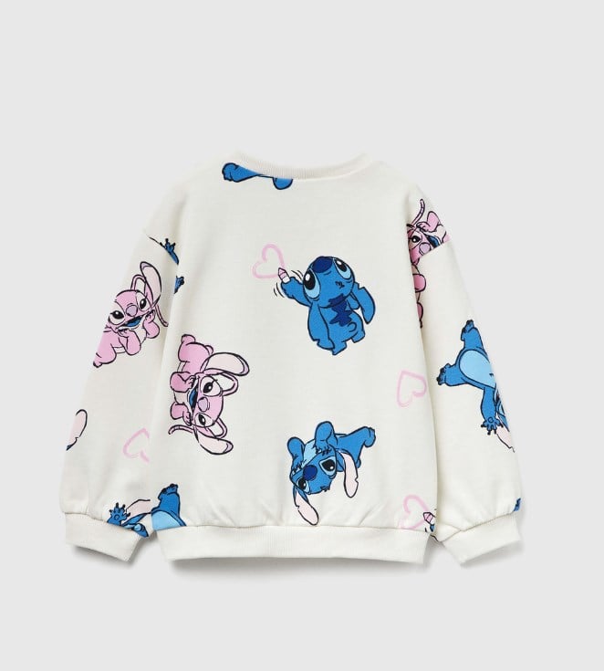 Benetton Kız Bebek Lılo Stıtıch Sweatshirt 1-6 Yaş BEYAZ