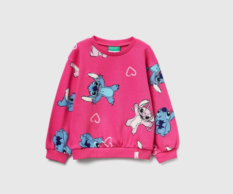 Benetton Kız Bebek Lılo Stıtıch Sweatshirt 1-6 Yaş FUŞYA