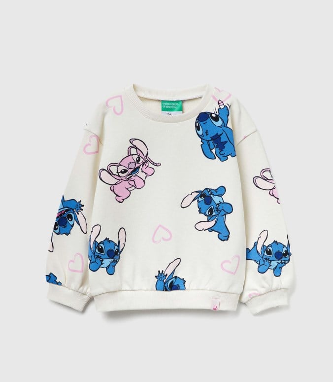 Benetton Kız Bebek Lılo Stıtıch Sweatshirt 1-6 Yaş BEYAZ