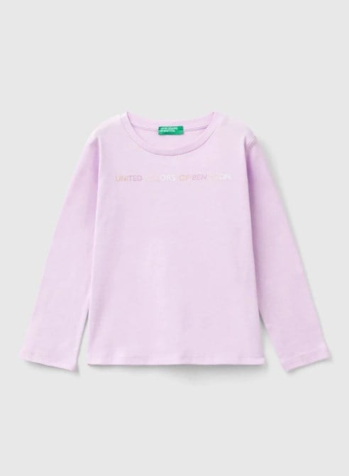 Benetton Kız Bebek Uzun Kollu Tişört 1-6 Yaş LİLA
