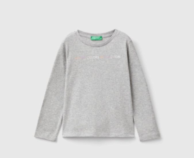 Benetton Kız Bebek Uzun Kollu Tişört 1-6 Yaş GRİ