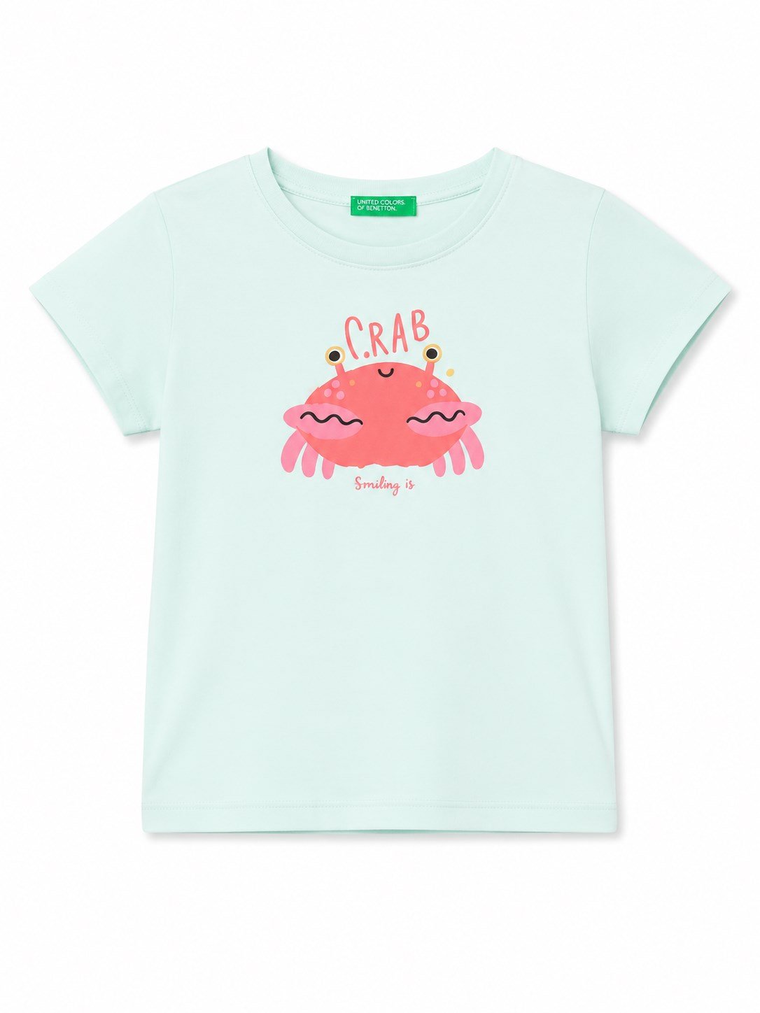 Benetton Kız Bebek Yengeç Baskı T-Shırt SU YEŞİLİ