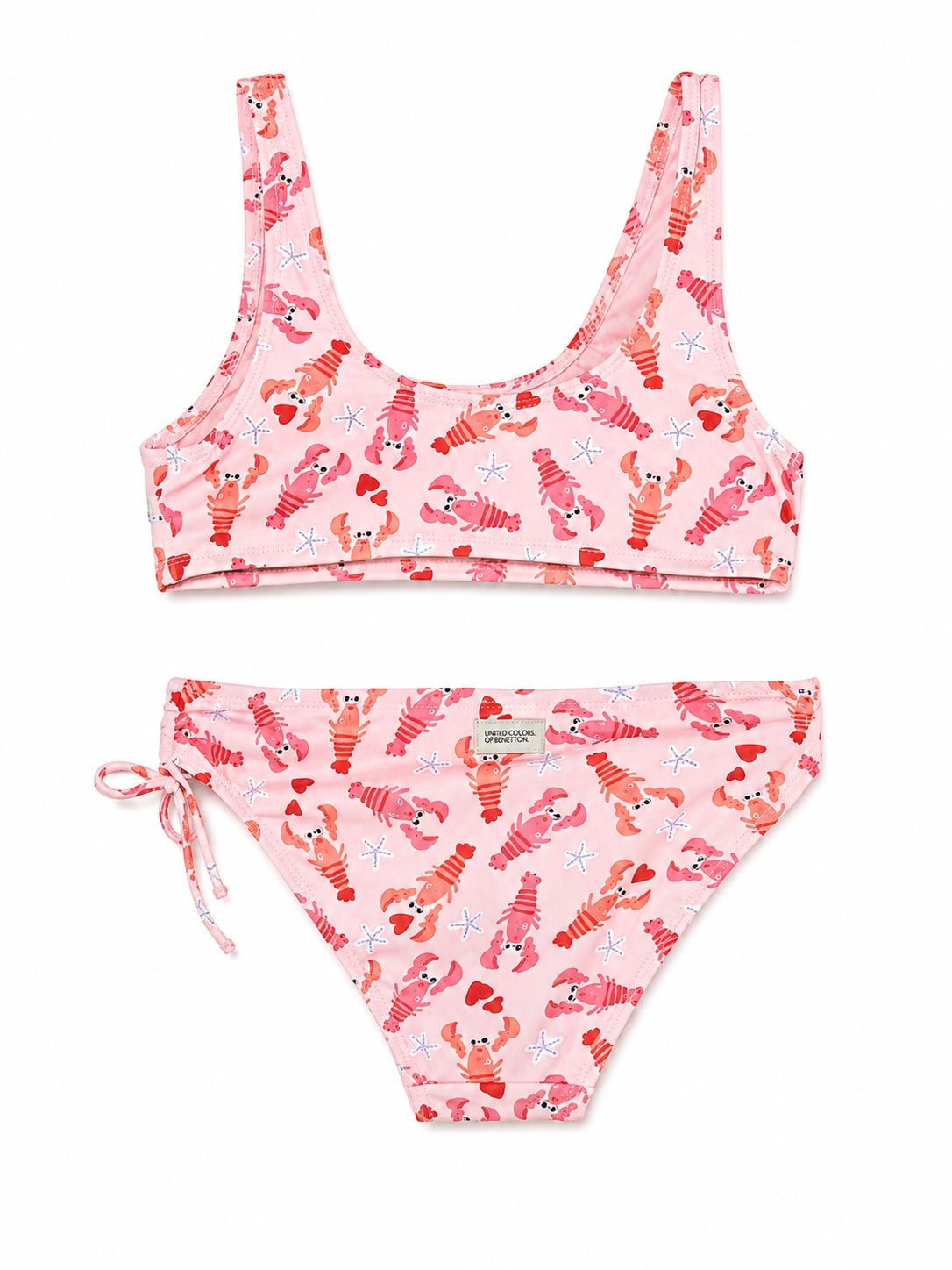 Benetton Kız Çocuk Ayarlanabilir Baskı Detaylı Bikini 3-9 Yaş AÇIK PEMBE