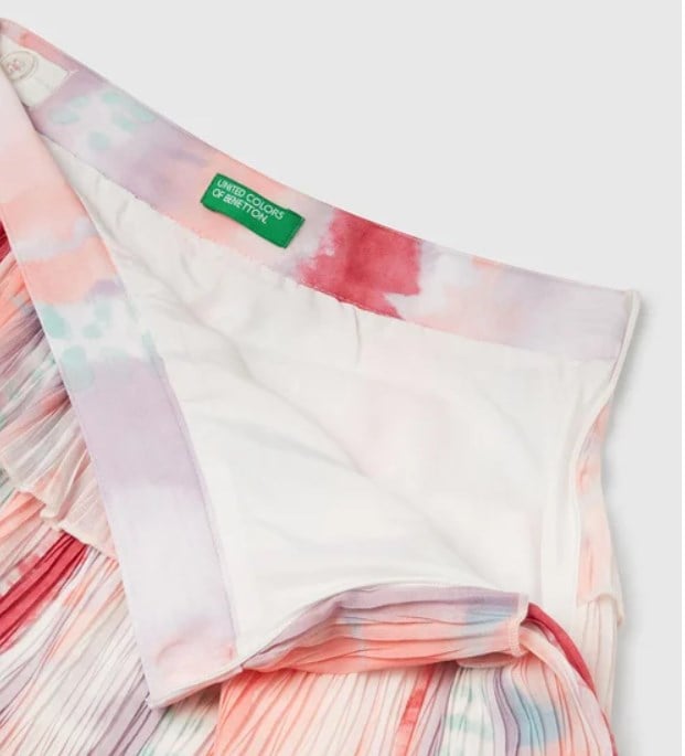 Benetton Kız Çocuk Batik Desen Kat Kat Etek 6-14 Yaş PEMBE