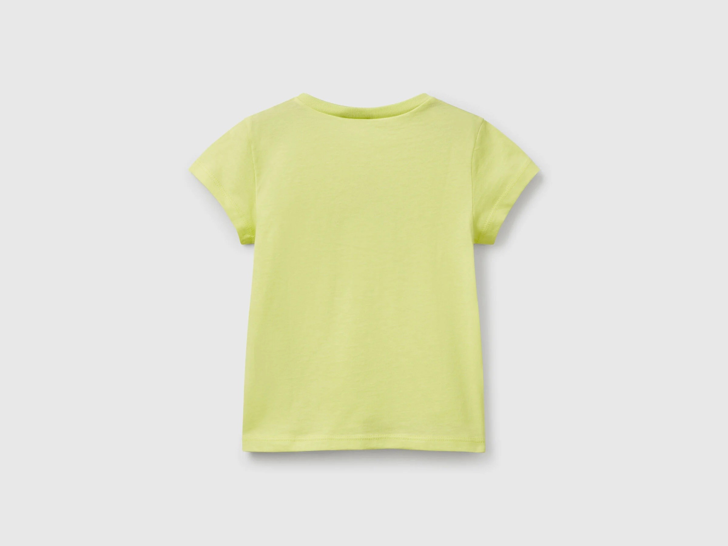 Benetton Kız  Çocuk Çanta Kedi Baskı Kısa Kollu Tişört 1-6 Yaş SARI