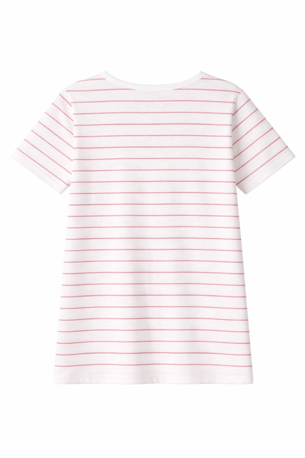 Benetton Kız Çocuk Çizgili Kalp Cepli Tişört 4-14 Yaş PEMBE