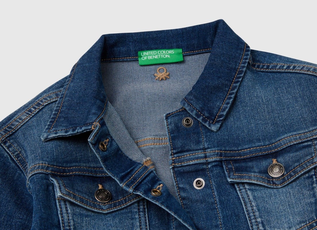 Benetton Kız Çocuk Düğmeli Kot  Ceket 4-14 Yaş MAVİ
