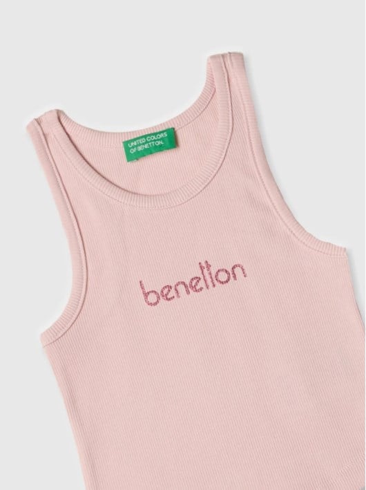 Benetton Kız Çocuk Fitilli Atlet 4-14 Yaş AÇIK PEMBE
