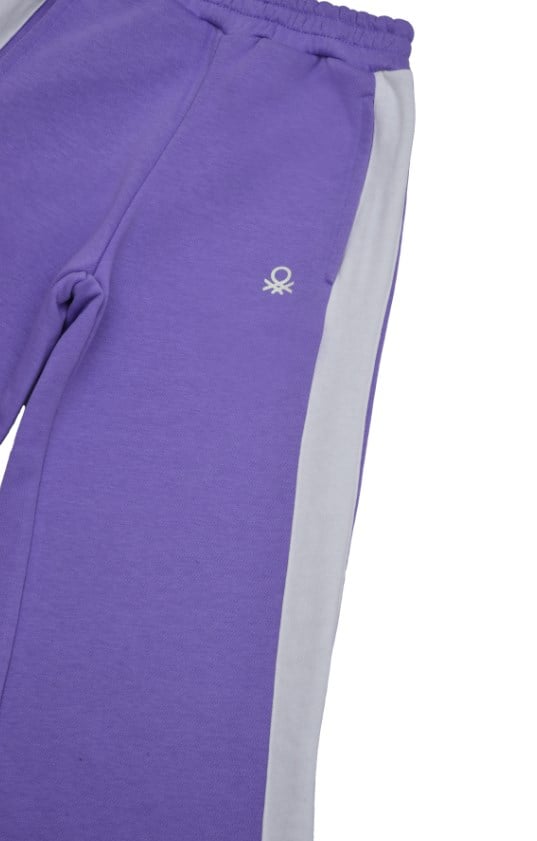 Benetton Kız Çocuk Geniş Paça Yanları Şeritli Eşofman Altı 4-14 Yaş LİLA