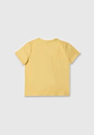 Benetton Kız Çocuk Gökkuşağı Baskı Kısa Kollu Tişört 4-14 Yaş SARI