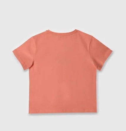 Benetton Kız Çocuk Gökkuşağı Baskı Kısa Kollu Tişört 4-14 Yaş KOYU PUDRA
