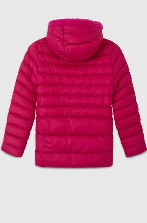 Benetton Kız Çocuk Kapitoneli Regular Fit Kürk Kapüşonlu Mont 4-14 Yaş PEMBE