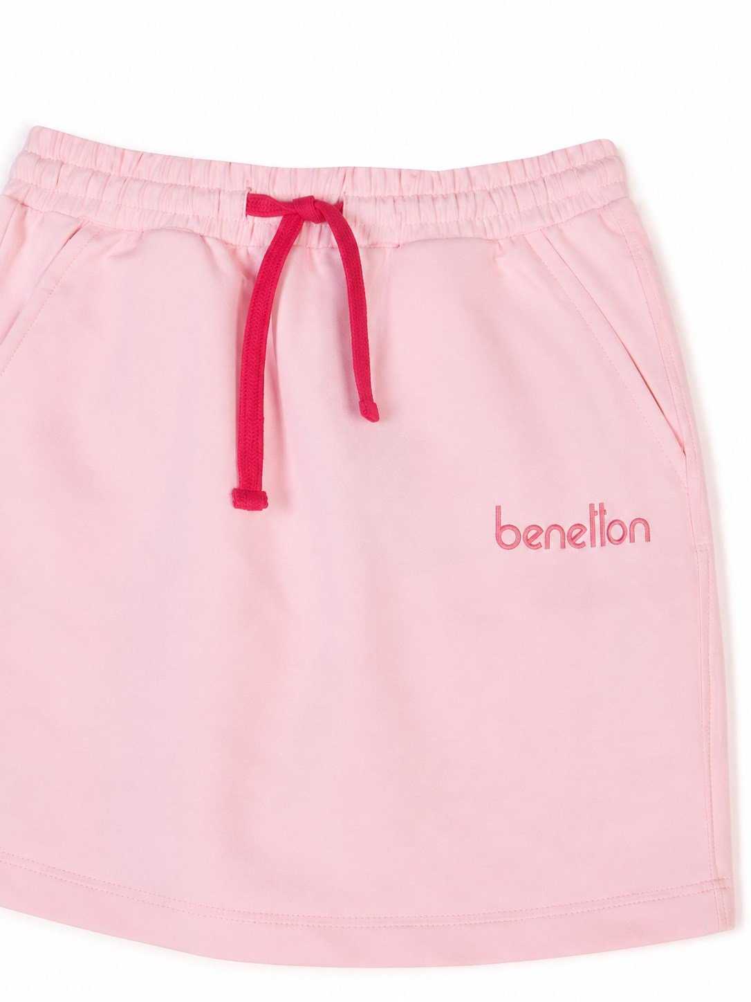 Benetton Kız Çocuk Pembe Beli Lastikli ve Bağcıklı Mini Etek 4-14 Yaş AÇIK PEMBE