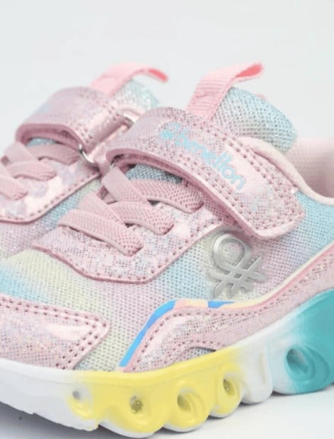 Benetton Kız Çocuk Simli Gökkuşağı Işıklı Ayakkabı 22-25 PEMBE