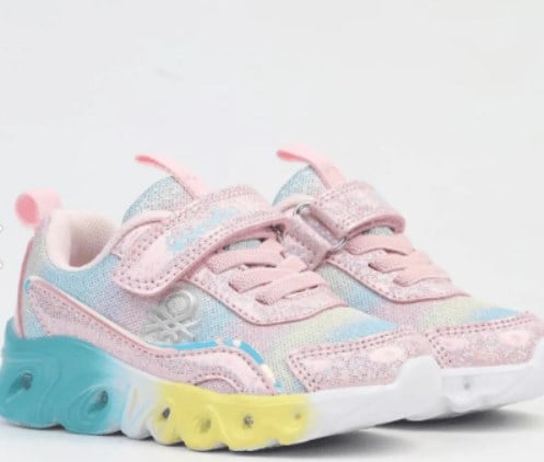 Benetton Kız Çocuk Simli Gökkuşağı Işıklı Ayakkabı 22-25 PEMBE