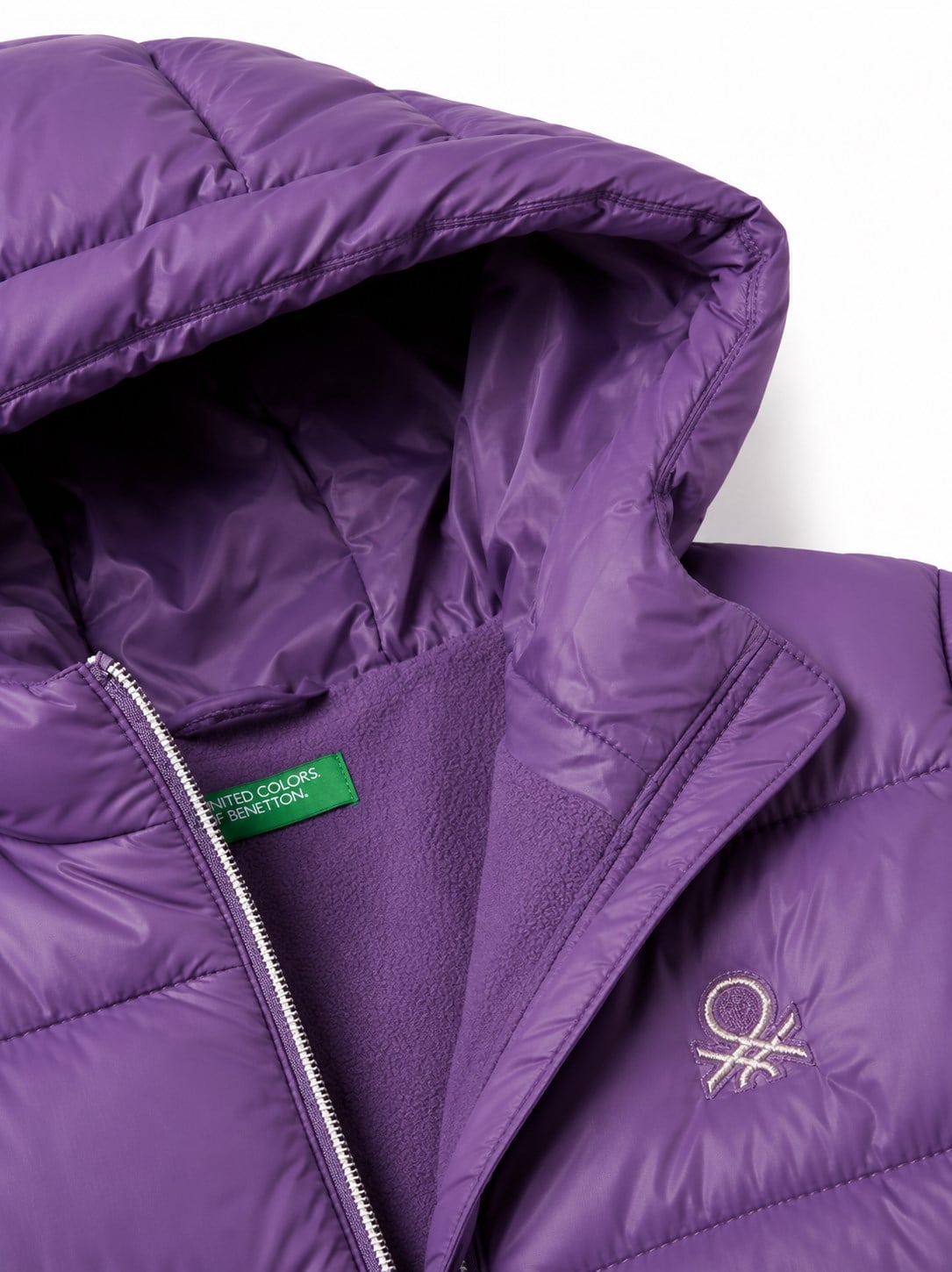 Benetton Kız Çocuk Simli Logo Baskı Şardonlu Mont 6-14 Yaş MOR