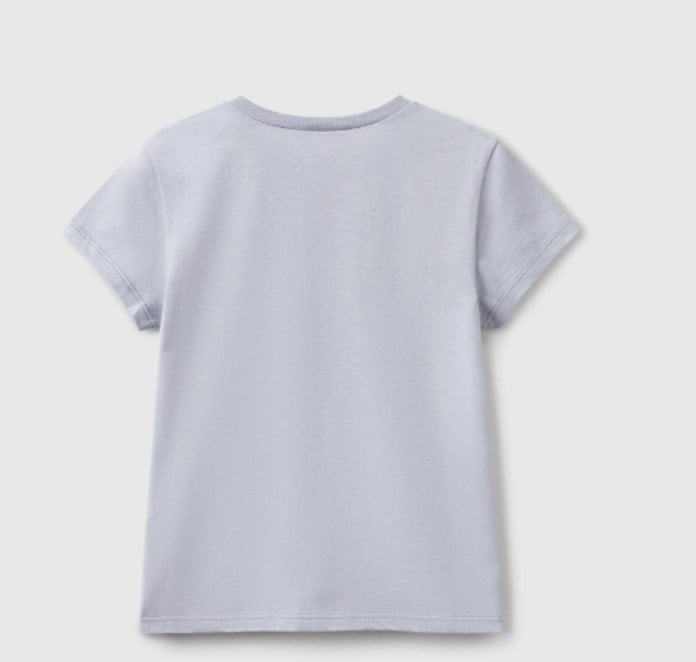 Benetton Kız Çocuk Simli Logo Baskı Tişört 6-14 Yaş LİLA