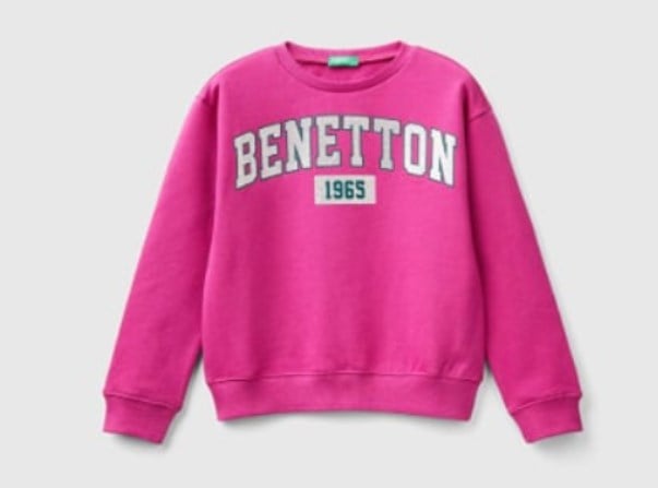 Benetton Kız Çocuk Simli Sweatshirt 6-14 Yaş GRİ MELANJ
