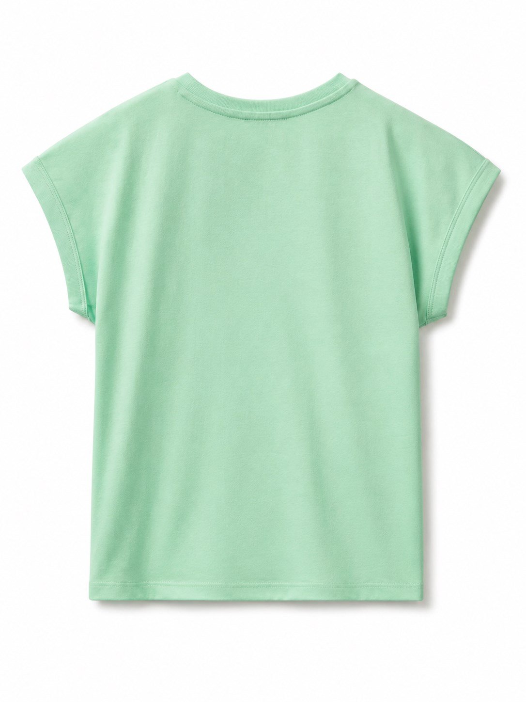 Benetton Kız Çocuk Taşlı Yuvarlak Yaka Tişört 6-14 Yaş YEŞİL