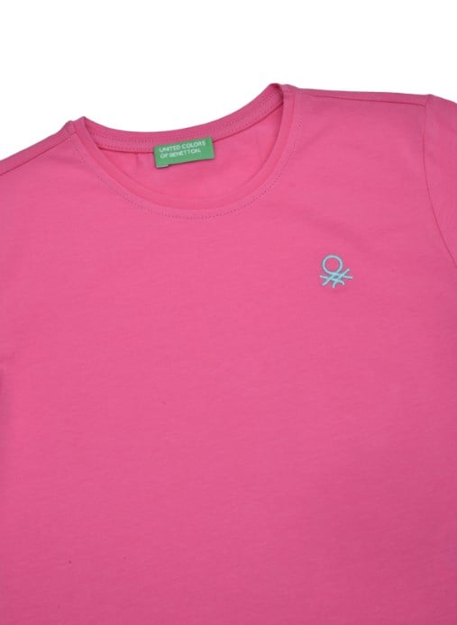 Benetton Kız Çocuk Uzun Kollu Basic Tişört 4-14 Yaş PEMBE