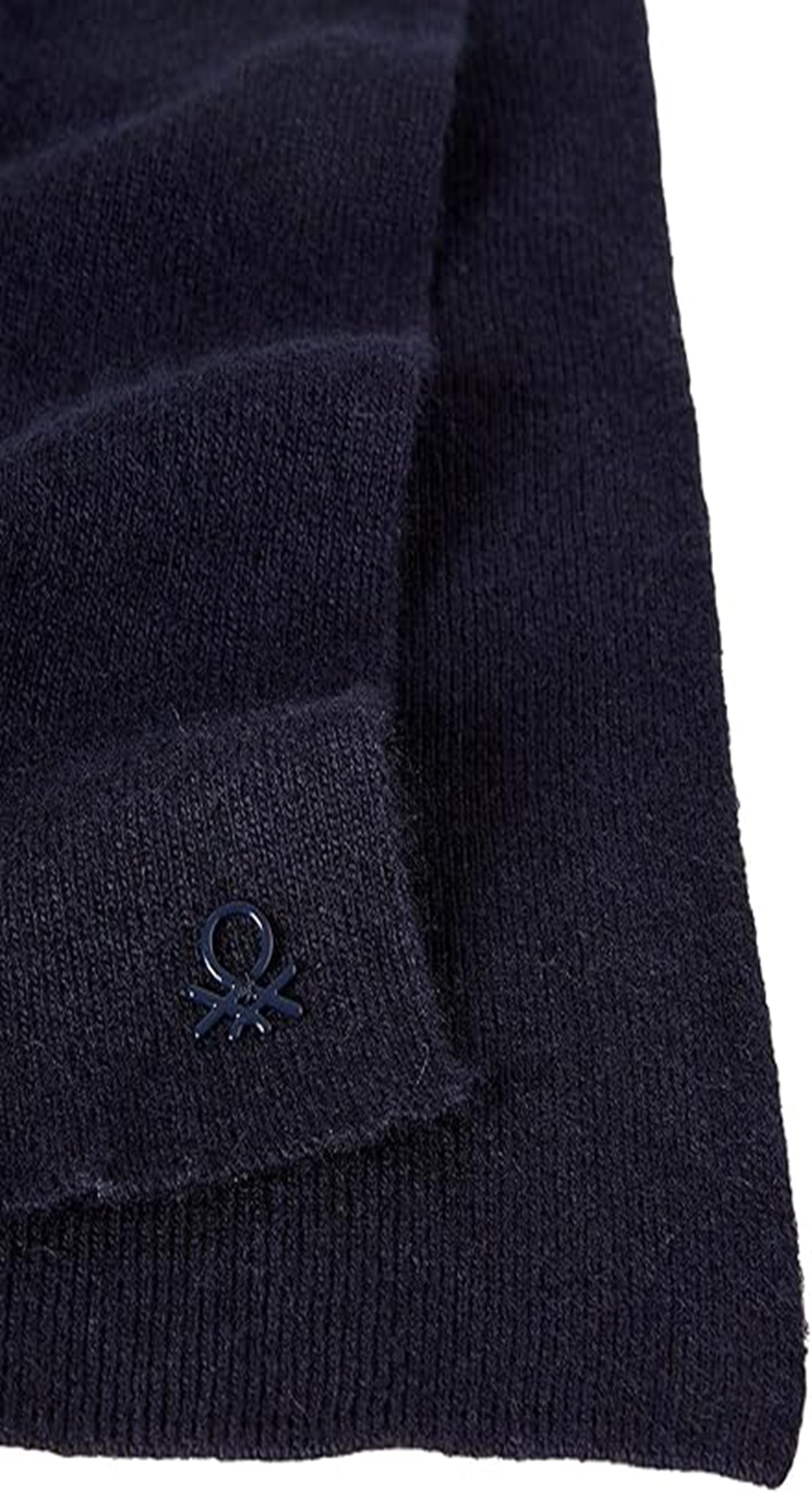 Benetton Yün Karışımlı Nakışlı Triko Atkı LACİVERT