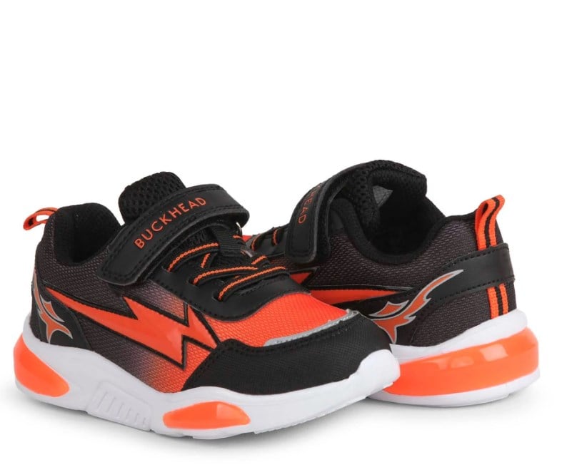 Buchead Neon Renkli Işıklı Sneaker Spor Ayakkabı 26-35 SİYAH - ORANJ