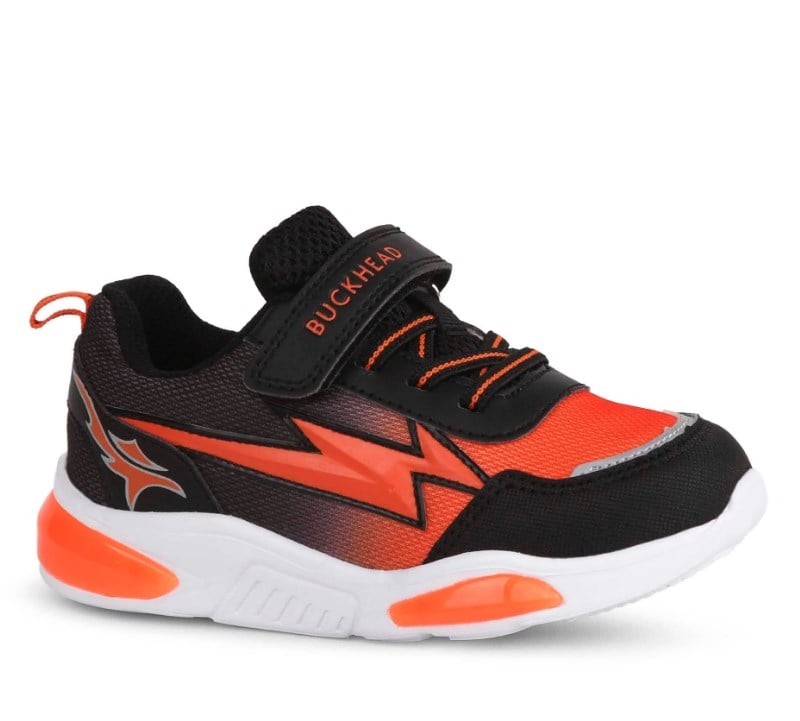 Buchead Neon Renkli Işıklı Sneaker Spor Ayakkabı 26-35 SİYAH - ORANJ