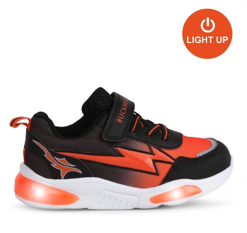 Buchead Neon Renkli Işıklı Sneaker Spor Ayakkabı 26-35 SİYAH - ORANJ