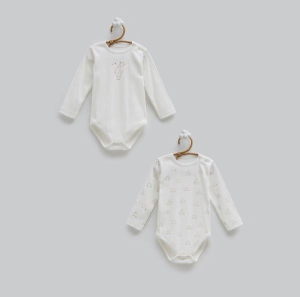 Caramell Erkek Bebek %100 Pamuklu Araba Desenli Uzun Kollu 2'li Çıtçıtlı Body Zıbın Seti 9-24 Ay EKRU