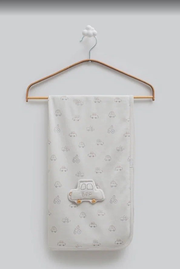Caramell Erkek Bebek Araba Motifli Battaniye 90/90 GRİ