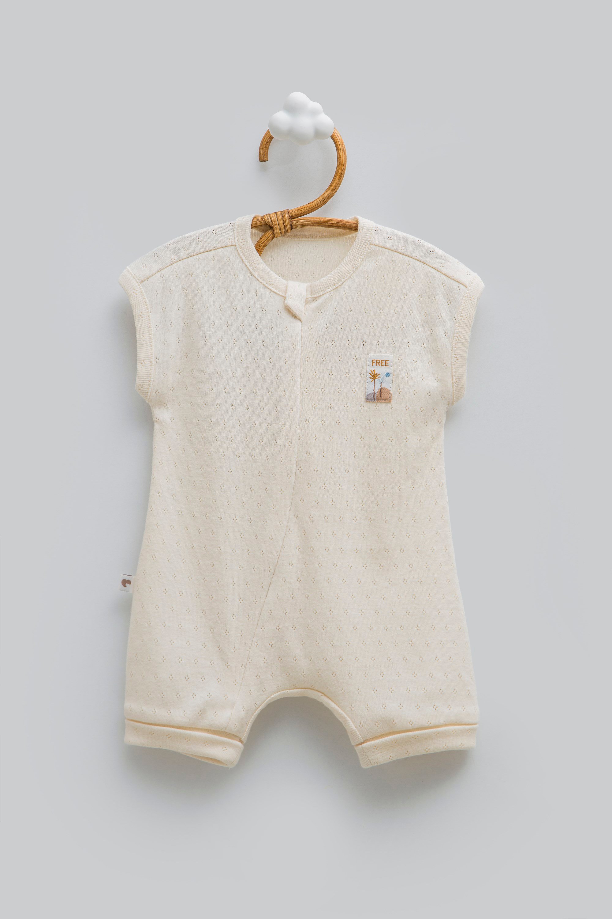 Caramell Erkek Bebek Basic Kolsuz Şortlu Tulum 0-9 Ay BEJ