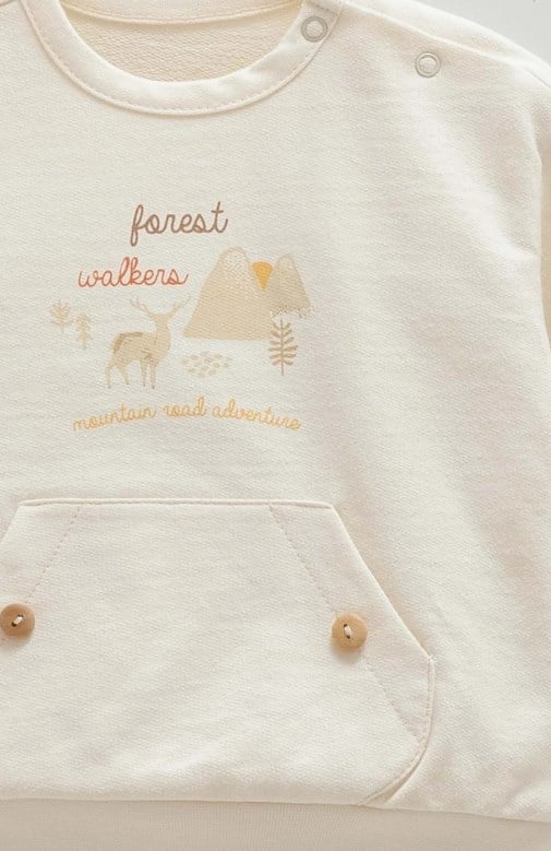 Caramell Erkek  Bebek Takımı Ayıcıklı Sweatshirt Ve Pantolon 3-24 Ay BEJ