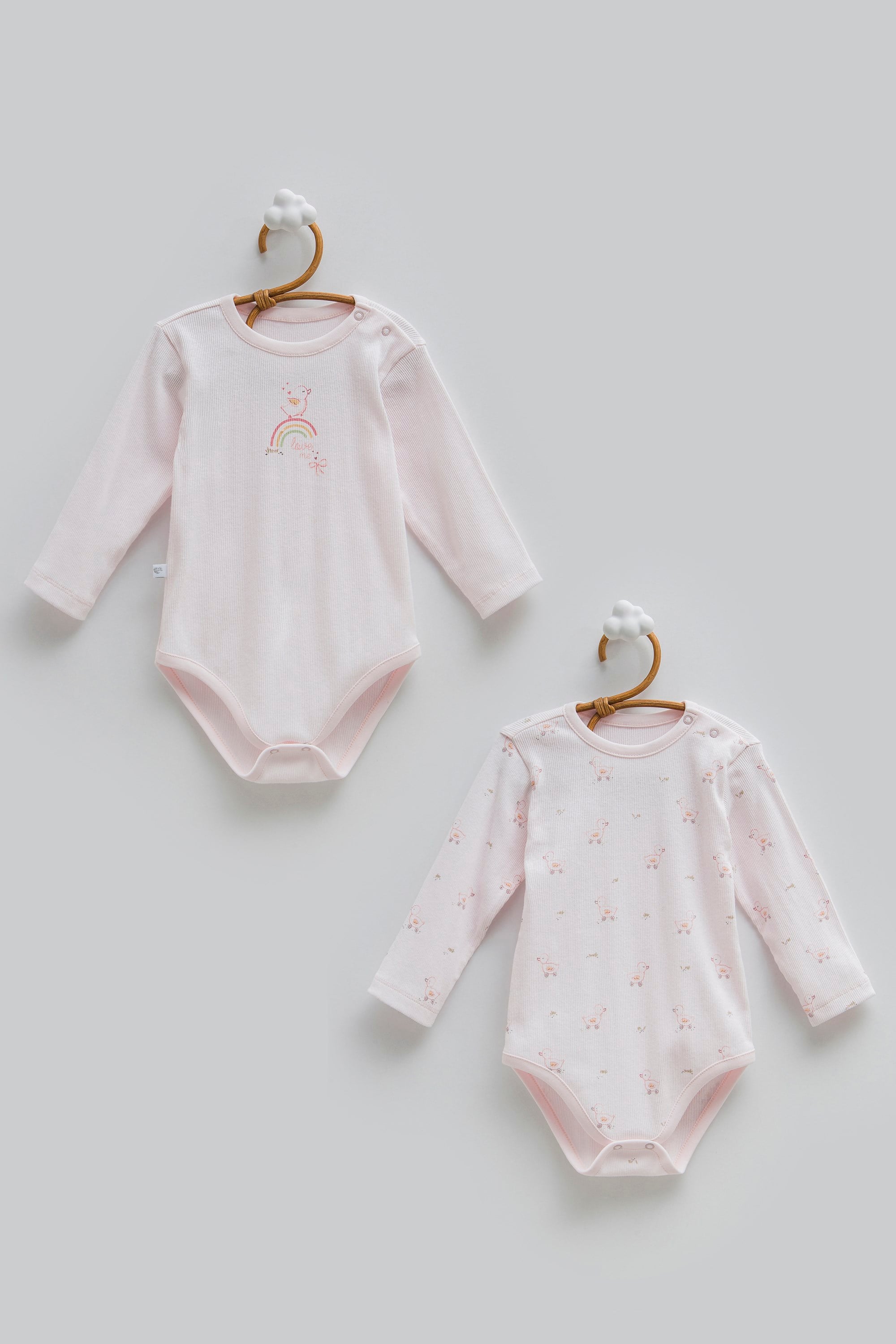 Caramell Kız Bebek  Cute Rabbit Omuz Detaylı İkili Çıtçıtlı Body 9-24 Ay PEMBE