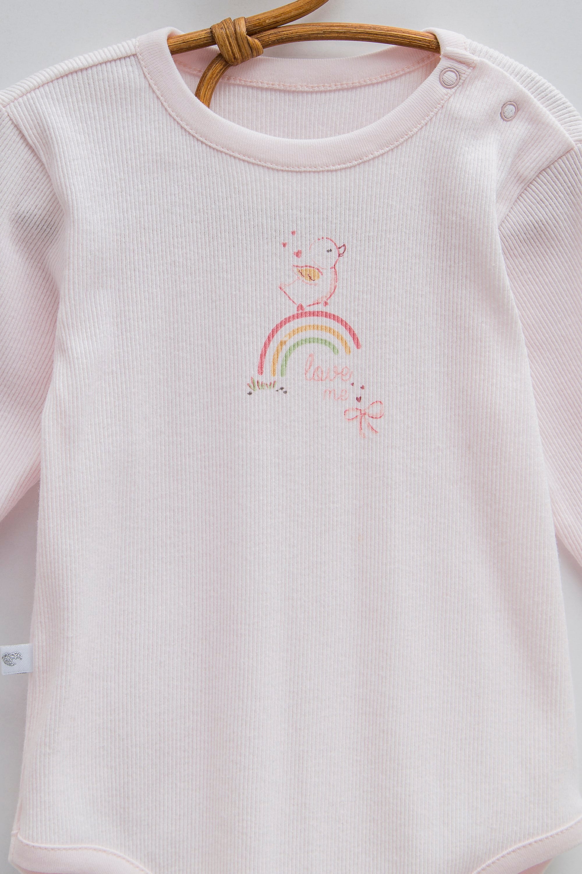 Caramell Kız Bebek  Cute Rabbit Omuz Detaylı İkili Çıtçıtlı Body 9-24 Ay PEMBE