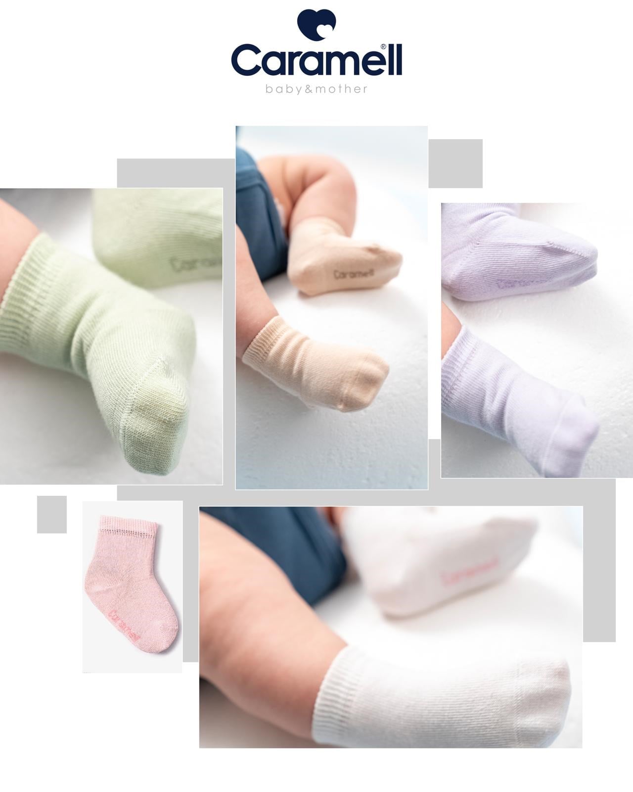 Caramell Kız Bebek Fitilli Dikişsiz 5li Çorap Set 0-3 Ay MİX