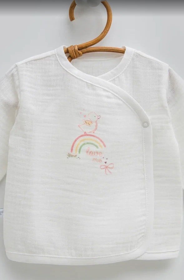 Caramell Kız Bebek Serçe Baskı Müslin 10 Parça Hastane Çıkışı 0-3 Ay EKRU