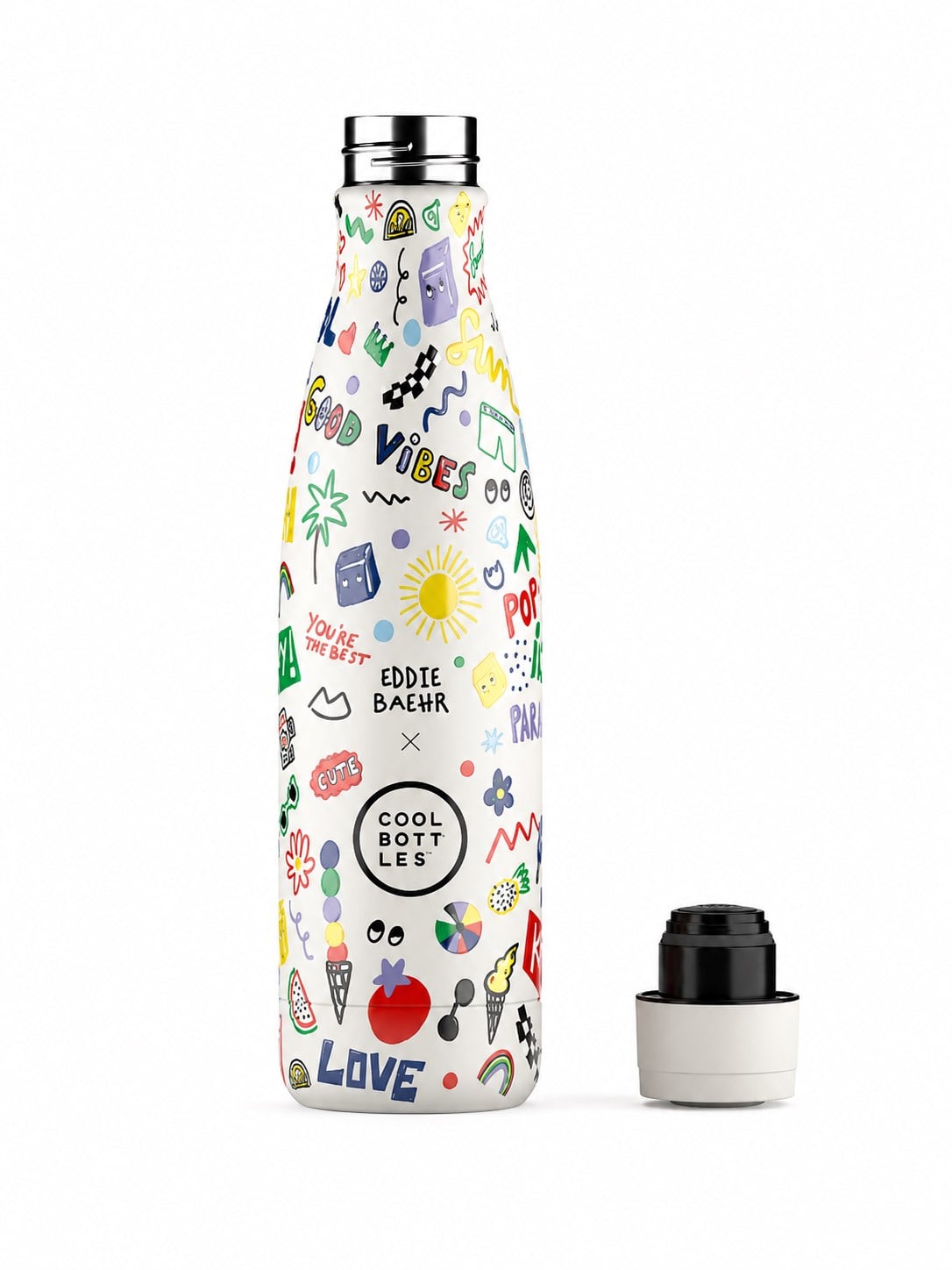 Cool Bottles Eddie Baehr - Good Vibes 500 ml Paslanmaz Çelik Matara Termos ÇOK RENKLİ