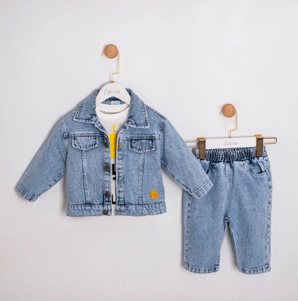 Cumino Erkek Bebek Basic Kot 3lü Takım 9-24 Ay MAVİ