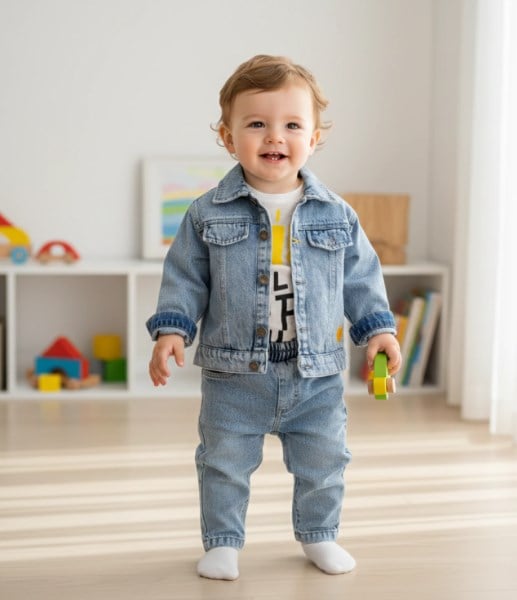 Cumino Erkek Bebek Basic Kot 3lü Takım 9-24 Ay MAVİ