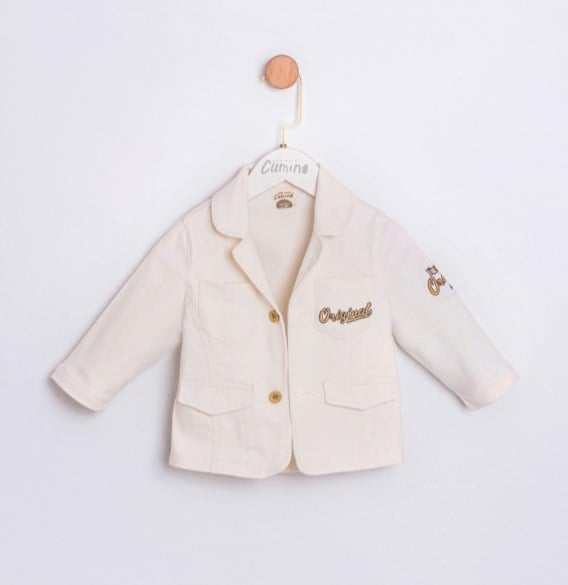 Cumino Erkek Bebek Keten Blazer Ceketli 3lü Takım 9-24 Ay EKRU