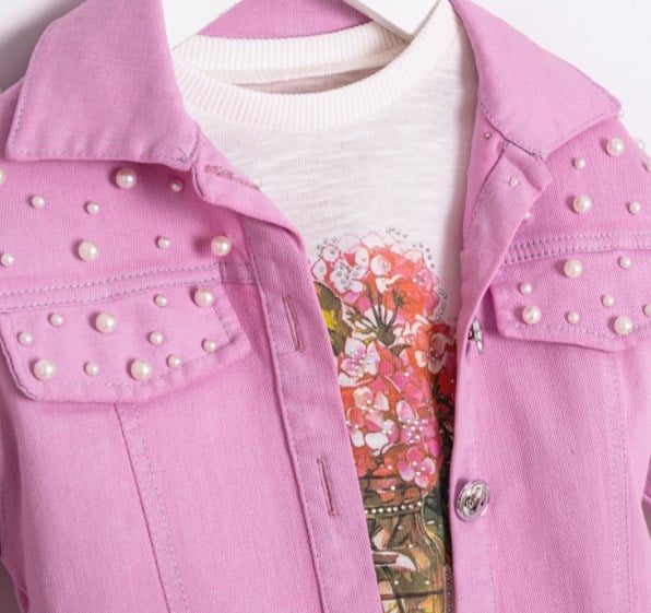 Cumino Kız Çocuk Kot Ceketli Tütü Etekli 3 lü Takım 2-5 Yaş PEMBE