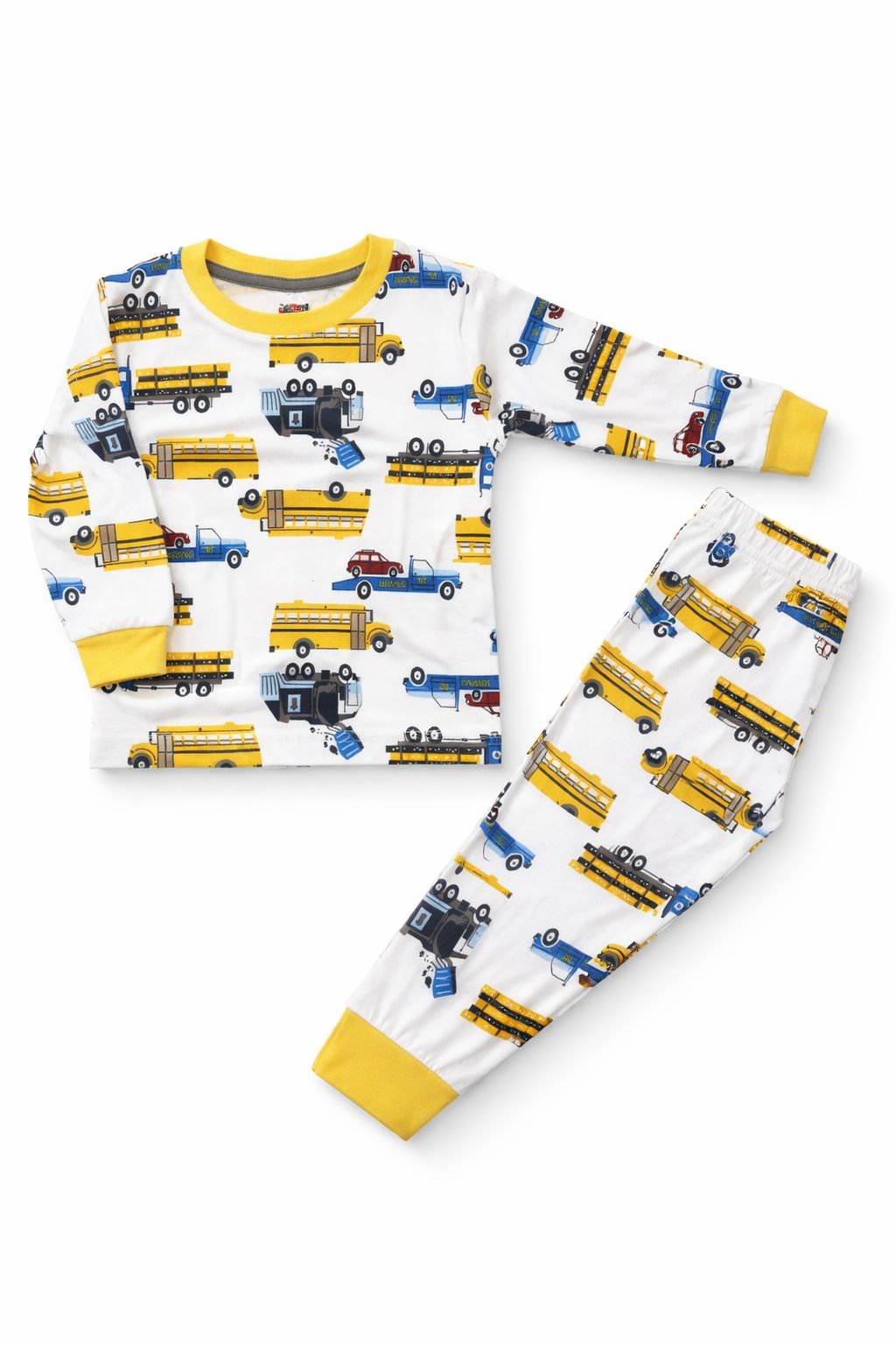 Elmas Erkek Çocuk Kamyonet Baskı Pijama Takımı 1-9 Yaş EKRU