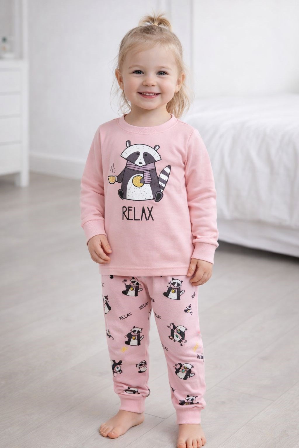 Elmas Kız Çocuk Kirpi Baskı Pijama Takımı 1-13 Yaş ÇOK RENKLİ