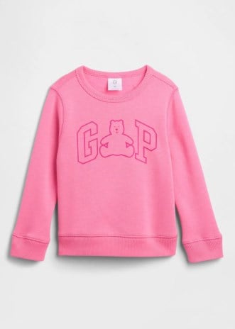 Gap Bebek Ayıcık Baskılı Şardonlu Sweatshirt 6 AY-5 Yaş PEMBE