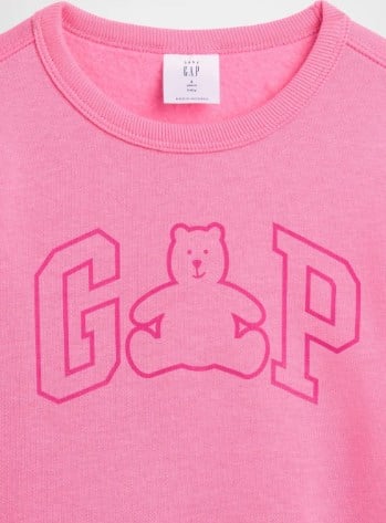 Gap Bebek Ayıcık Baskılı Şardonlu Sweatshirt 6 AY-5 Yaş PEMBE