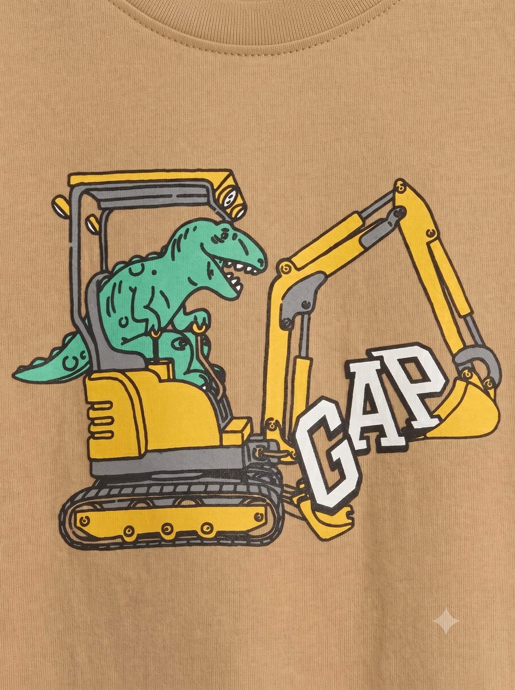 GAP Erkek Bebek Ayı Baskılı Kısa Kollu Bisiklet Yaka Tişört 1-5 Yaş CAMEL