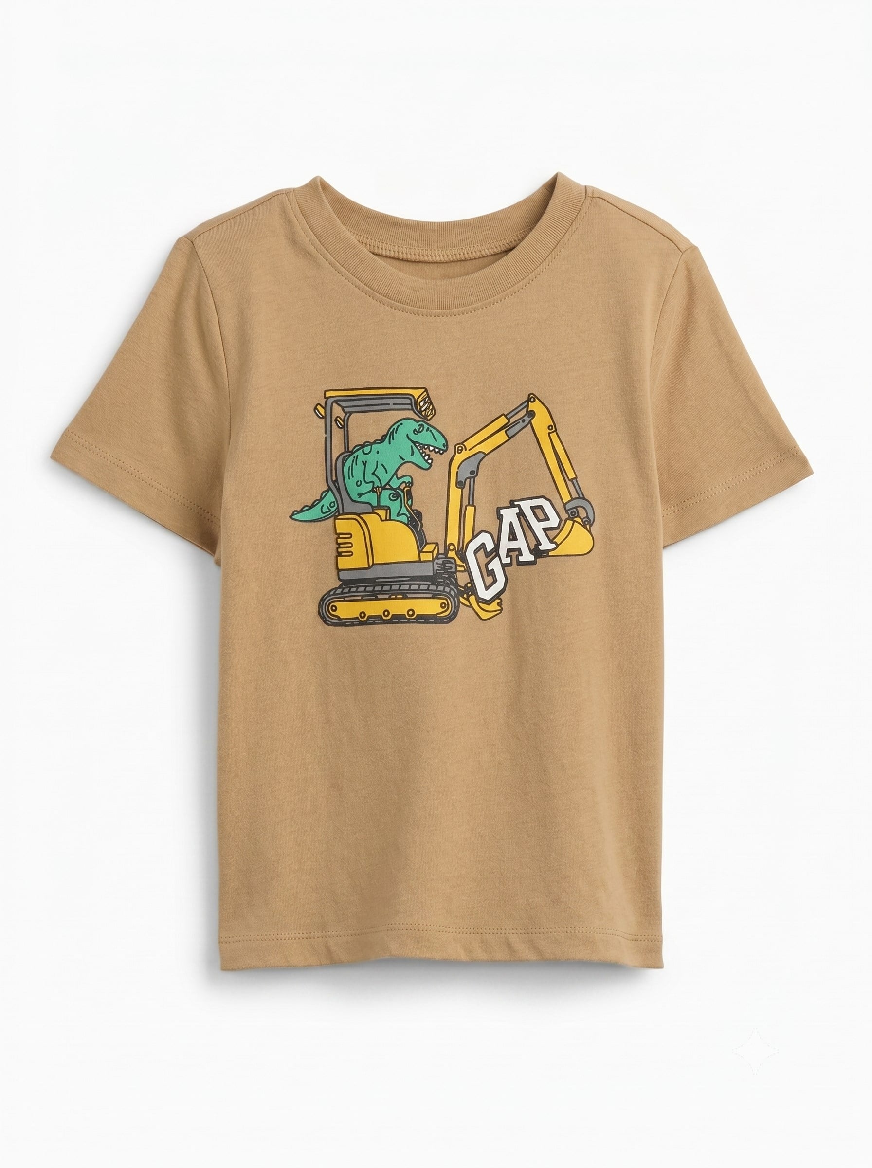 GAP Erkek Bebek Ayı Baskılı Kısa Kollu Bisiklet Yaka Tişört 1-5 Yaş CAMEL