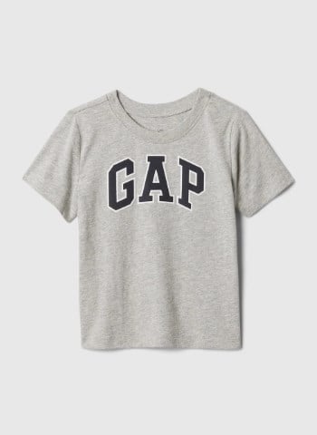 Gap Erkek Bebek Bisiklet Yaka Basic Baskılı Kısa Kol Tişört 1-5 Yaş GRİ